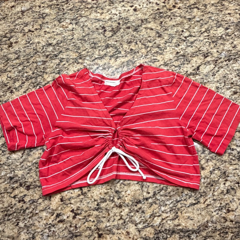 Urban Renewal Red White Striped Cinched Front Crop Top M/L